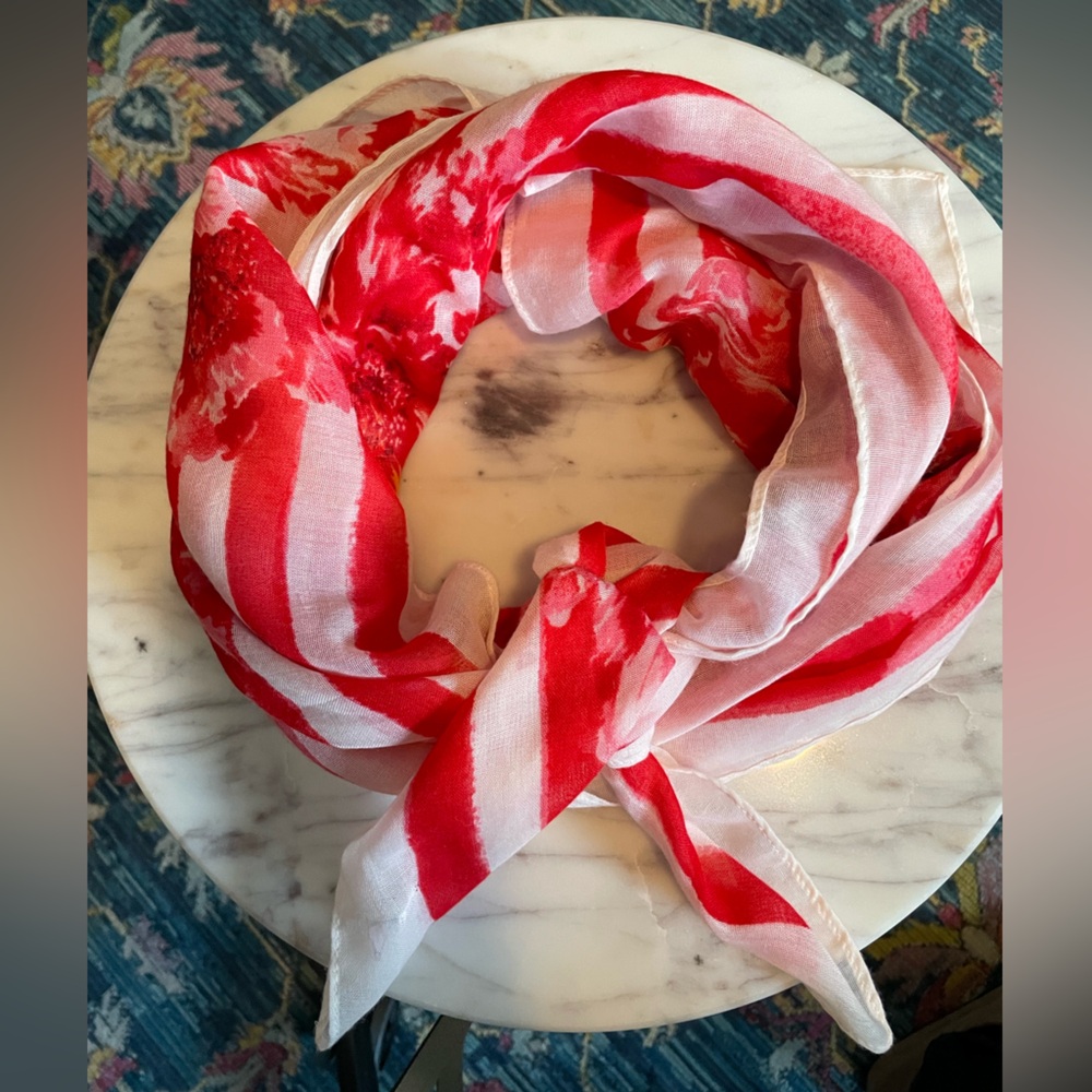 Red and white scarf